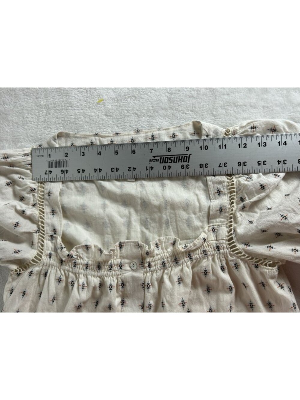 Anthropologie DRA Los Angeles Cream Embroidered Button Mini Dress XS Puff Sleeve - Picture 7 of 10